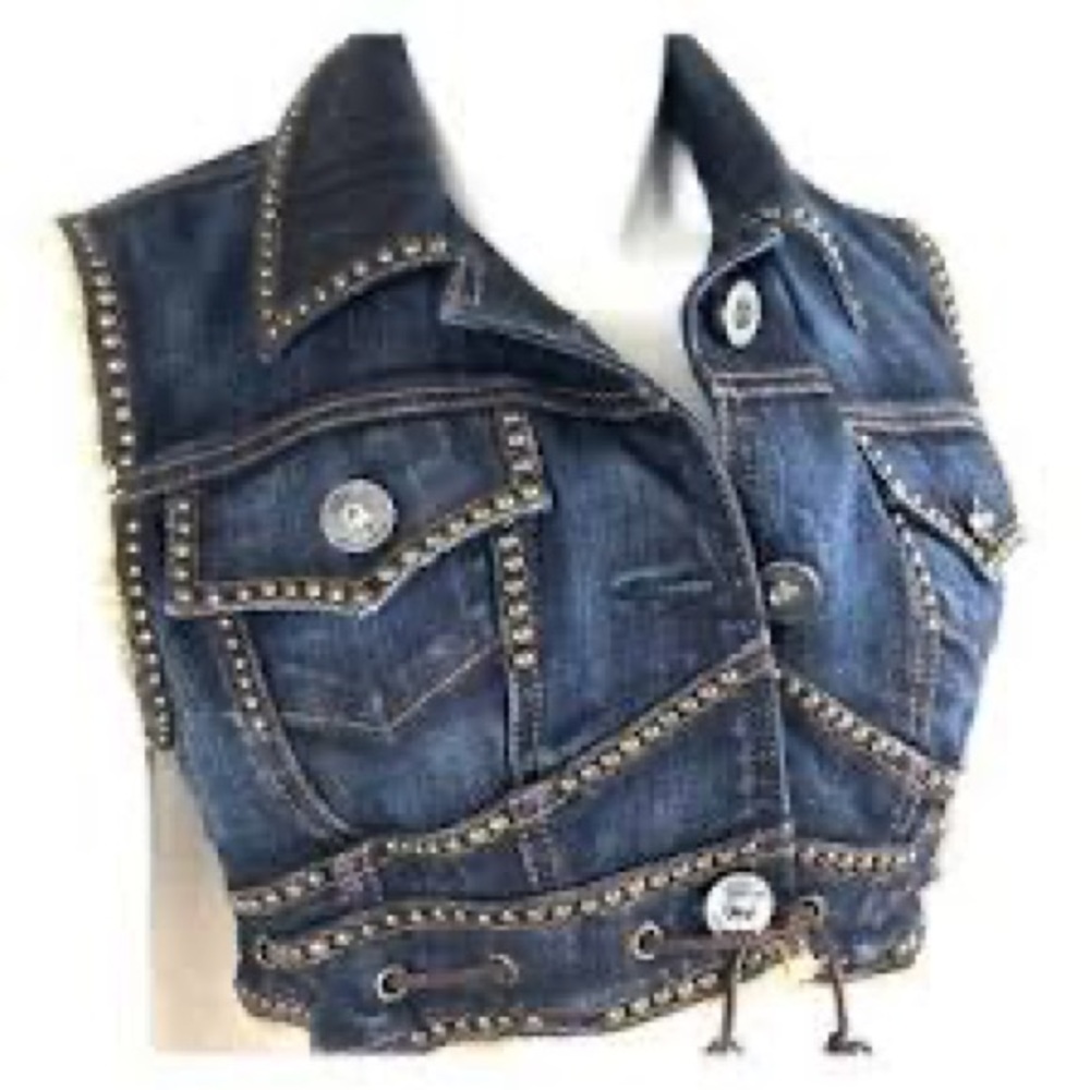 Studded Denim Vest - Plush Premium Denim